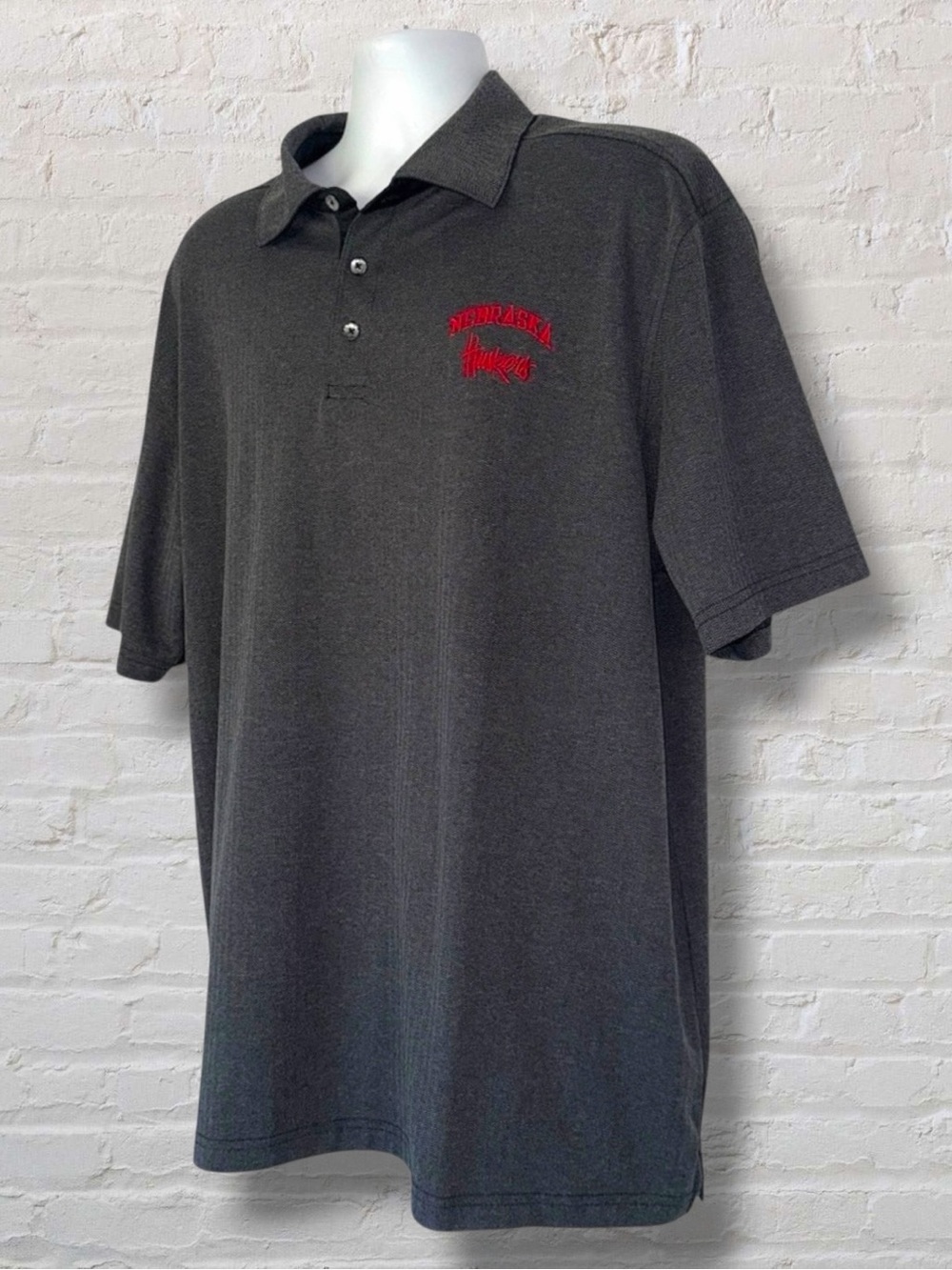 Champion Nebraska Huskers Polo Shirt Men’s Gray Short Sleeve Embroidered Logo XL - Picture 3 of 6